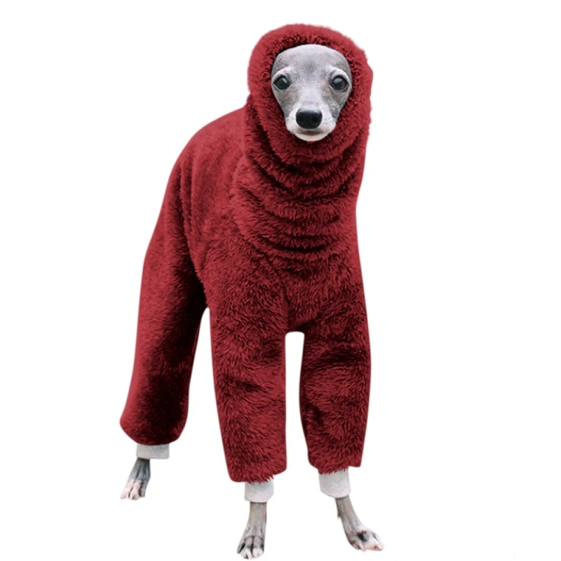 High Collar Pet Dog Clothes Stretching Four Legs Workwear Pants Big Dog Winter Sleepwear Jumpsuit Warm Whitbit Italian Greyhound