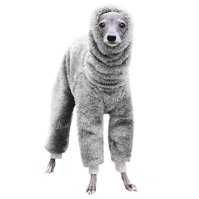 High Collar Pet Dog Clothes Stretching Four Legs Workwear Pants Big Dog Winter Sleepwear Jumpsuit Warm Whitbit Italian Greyhound