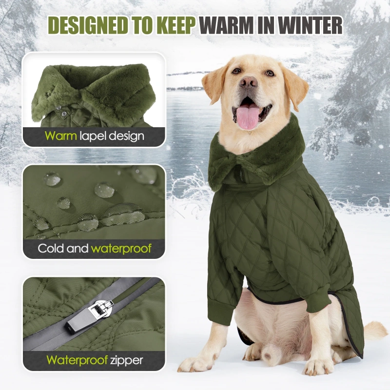 Waterproof Fur Collar Dog Jacket Winter Warm Fleece Dog Clothes for Small Media Large Dogs Puppy Golden Retriever Vest Pug Coat