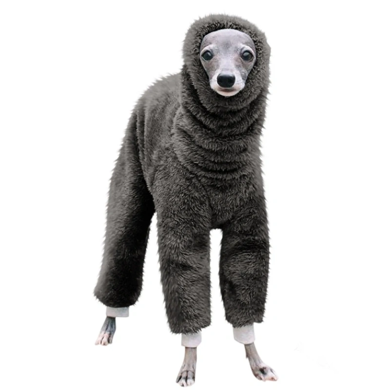 High Collar Pet Dog Clothes Stretching Four Legs Workwear Pants Big Dog Winter Sleepwear Jumpsuit Warm Whitbit Italian Greyhound