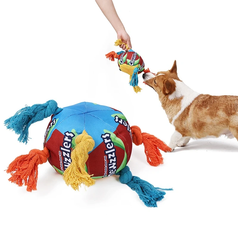 Pet Dog Rainbow Twist Candy Toy Dog Molar Teeth Resistant Bite Making Sound Pet Supplies candy for small, medium and large dogs