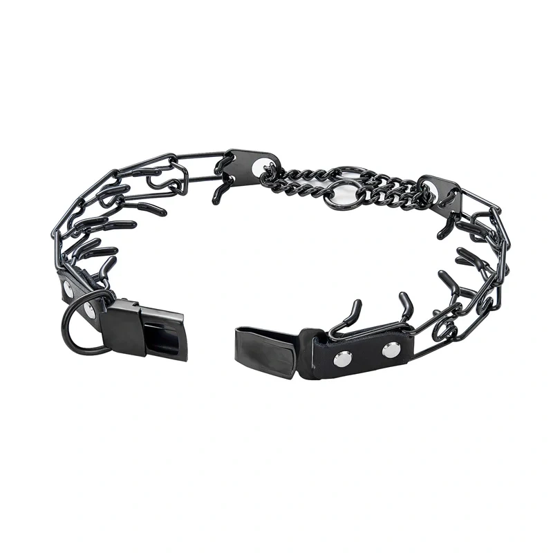 Dog Training Metal Prong Collar Removable Pet Link Chain Puppy Adjustable Stainless Steel Spike Necklace with Comfort Rubber Tip