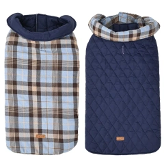 Warm Fleece Jacket with Belt for Dogs, Big Dog Clothes, Plaid Print, Greyhound Weimaraner Clothing, Winter Fashion