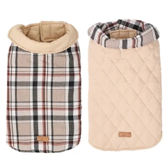 Warm Fleece Jacket with Belt for Dogs, Big Dog Clothes, Plaid Print, Greyhound Weimaraner Clothing, Winter Fashion
