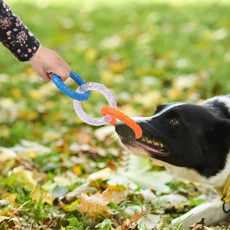 Dog Chewing Toy Loop Rings for Aggressive Chewer TPR Teething Loop Puppy Toy Dog Chew Pacifier Pulling Toy Pet Supplies