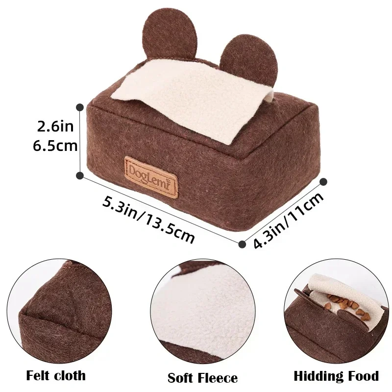 Interactive Sniffing Puppy Toy Tissue Box Nose Work Training Toy for Cats Dogs Snuffle Toys Treat Dog Feeder Pet Playing Toy
