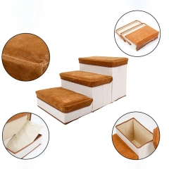 Dog stairs high Quality Fiber Pet Stairs Foldable Dog Ramp steps 3 Layers Dog Stairs With Storage Box