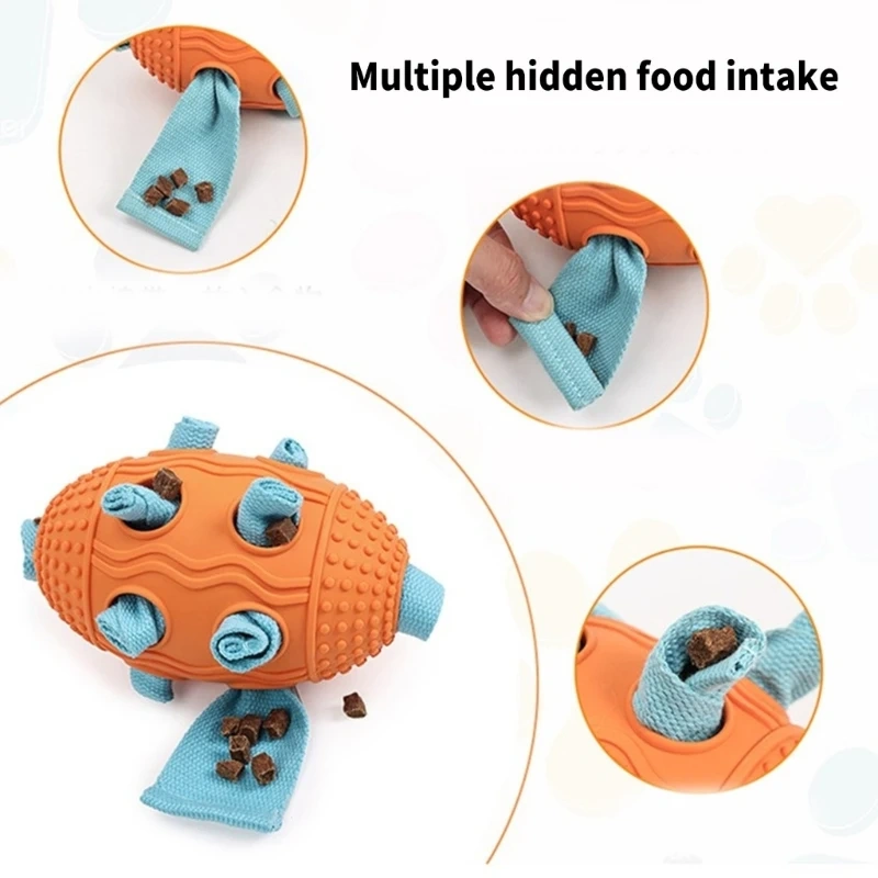 Dog Snuffle Treat Dispensing Football for Dogs Interactive Puzzle Pet Chew Toy Reducing Boredom Foraging Skill