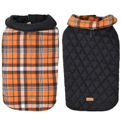 Warm Fleece Jacket with Belt for Dogs, Big Dog Clothes, Plaid Print, Greyhound Weimaraner Clothing, Winter Fashion