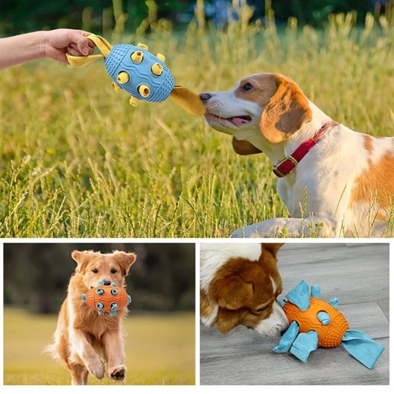 Dog Snuffle Treat Dispensing Football for Dogs Interactive Puzzle Pet Chew Toy Reducing Boredom Foraging Skill