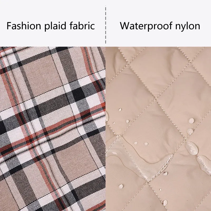 Warm Fleece Jacket with Belt for Dogs, Big Dog Clothes, Plaid Print, Greyhound Weimaraner Clothing, Winter Fashion