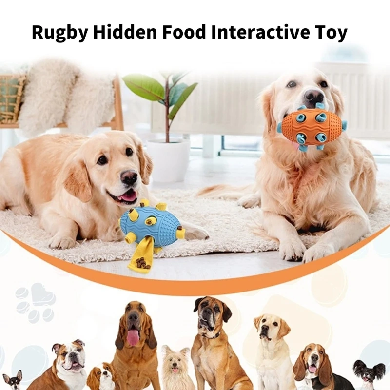 Dog Snuffle Treat Dispensing Football for Dogs Interactive Puzzle Pet Chew Toy Reducing Boredom Foraging Skill