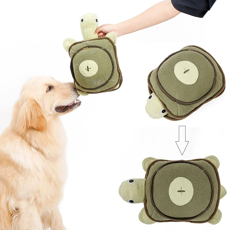 Dog Voice Plush Fleece Toy Shrinking Head Turtle Training Play Smelling Pet Supplies Puzzle Hidden Food Dog Toy