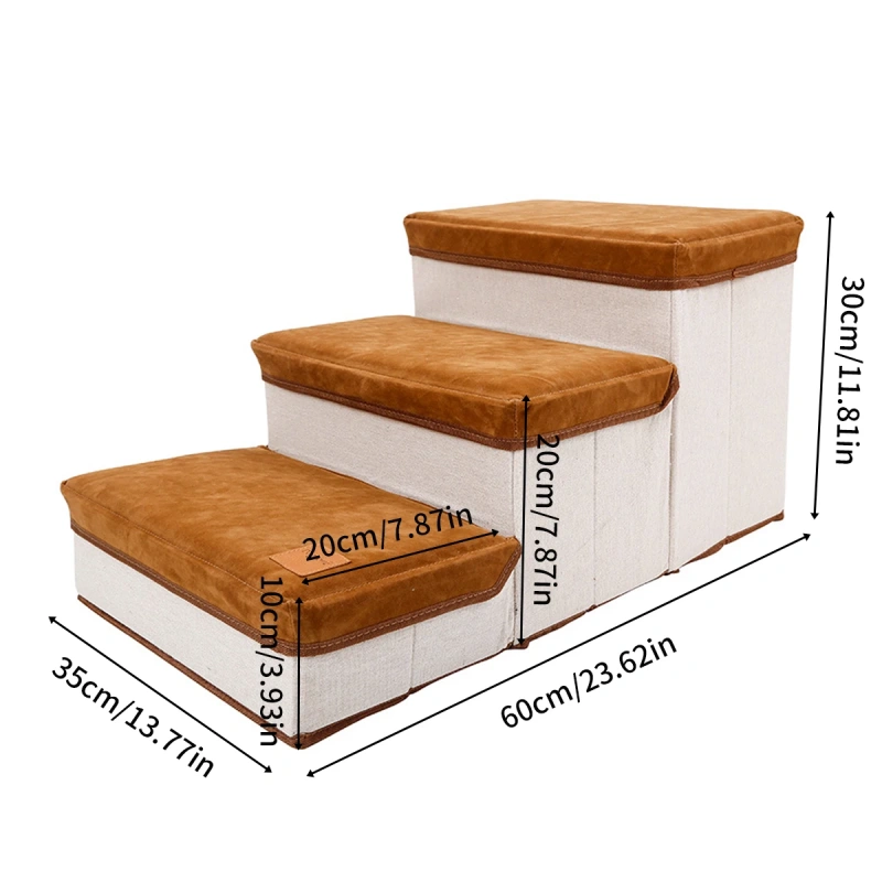 Dog stairs high Quality Fiber Pet Stairs Foldable Dog Ramp steps 3 Layers Dog Stairs With Storage Box