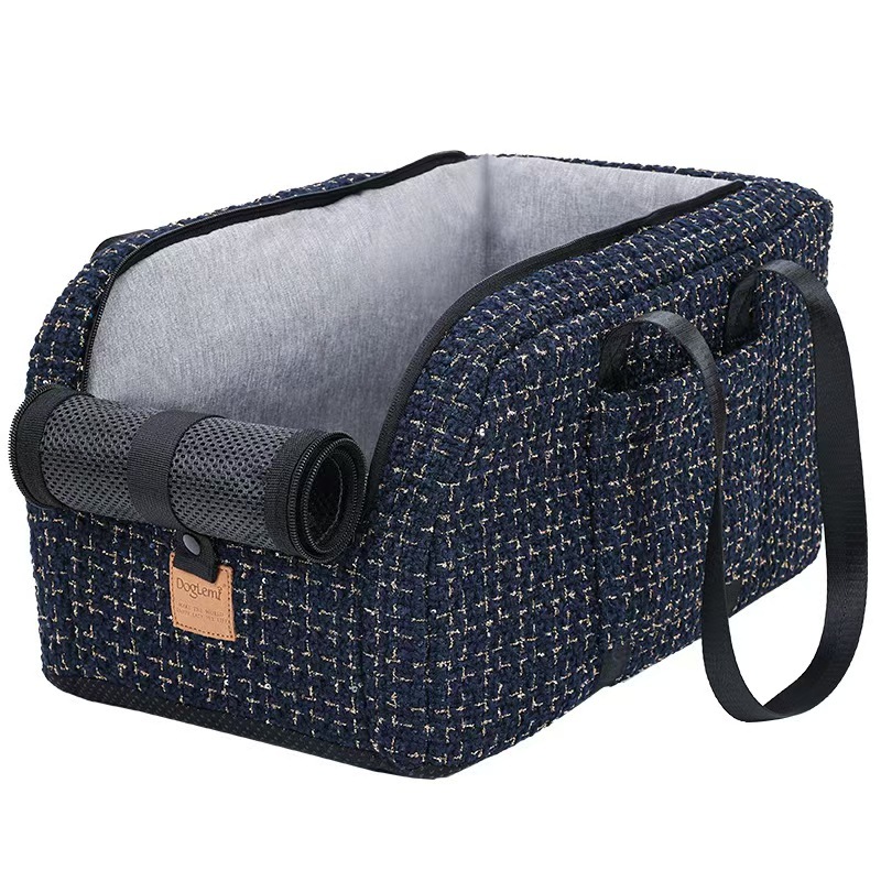 Small Dog Cat Car Seat Pet Booster Seat Dog Interactive Travel Safety Car Carrier with Side Pocket Storage Easy Cleaning