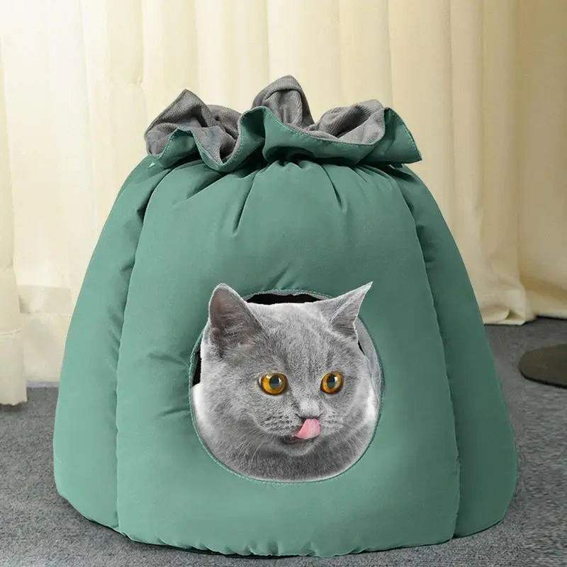 Cat Bed Creative Money Bag Shape Warm Cat Cave Soft Cotton Pet Bed for Indoor Cats Kittens and Small Dogs Houses Non-Slip Bottom