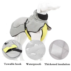 Pet Waterproof Charge Coat Autumn Winter Clothing Reflective Warm Big Dog Thickened Coat Dog Cotton Coat French Bulldog Labrador