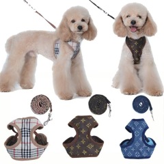 Designer Pet Cat Dog Harness Lead Set Leash Reversible Luxury Dog Vest Harness For Small Dogs Chihuahua Pug Chest Strap Puppy