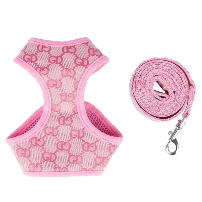 Designer Pet Cat Dog Harness Lead Set Leash Reversible Luxury Dog Vest Harness For Small Dogs Chihuahua Pug Chest Strap Puppy
