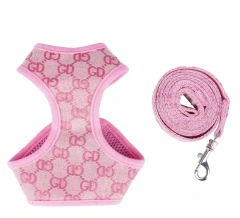 Designer Pet Cat Dog Harness Lead Set Leash Reversible Luxury Dog Vest Harness For Small Dogs Chihuahua Pug Chest Strap Puppy