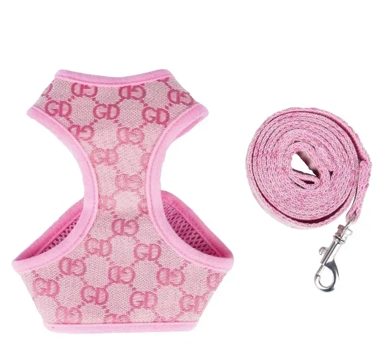 Designer Pet Cat Dog Harness Lead Set Leash Reversible Luxury Dog Vest Harness For Small Dogs Chihuahua Pug Chest Strap Puppy