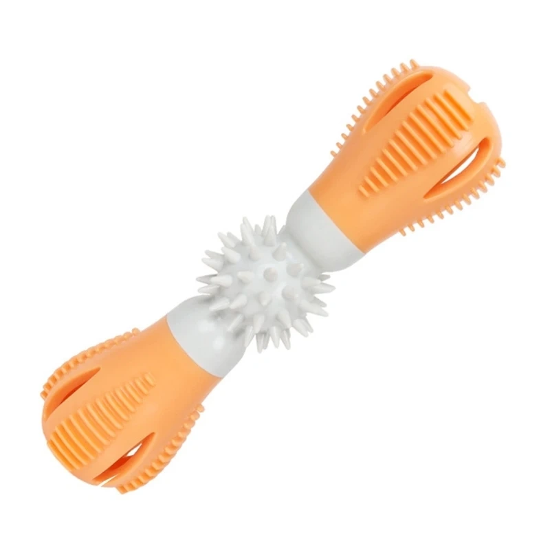 Dispensing Dog Toy Brushing Teeth Dumbbell Teething Bites Phonation Toy for Smarted Feeding