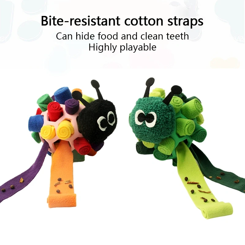 Caterpillar shape Pet Sniffing Fried Ball Toy Dog Blind Box Hidden Food Bubble Rubber Ball Sniffing Puzzle Anti-demolition Toy