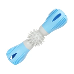 Dispensing Dog Toy Brushing Teeth Dumbbell Teething Bites Phonation Toy for Smarted Feeding