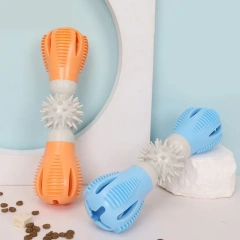 Dispensing Dog Toy Brushing Teeth Dumbbell Teething Bites Phonation Toy for Smarted Feeding
