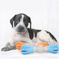 Dispensing Dog Toy Brushing Teeth Dumbbell Teething Bites Phonation Toy for Smarted Feeding