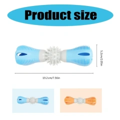 Dispensing Dog Toy Brushing Teeth Dumbbell Teething Bites Phonation Toy for Smarted Feeding