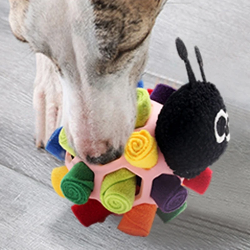 Caterpillar shape Pet Sniffing Fried Ball Toy Dog Blind Box Hidden Food Bubble Rubber Ball Sniffing Puzzle Anti-demolition Toy