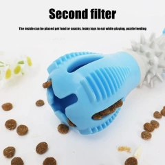 Dispensing Dog Toy Brushing Teeth Dumbbell Teething Bites Phonation Toy for Smarted Feeding