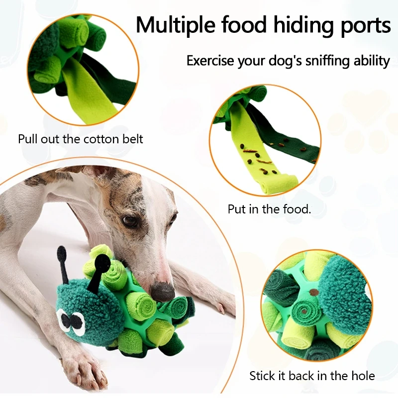 Caterpillar shape Pet Sniffing Fried Ball Toy Dog Blind Box Hidden Food Bubble Rubber Ball Sniffing Puzzle Anti-demolition Toy