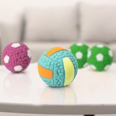 Dog Ball Toy Squeaky Latex Bouncy Puppy Teething Toy Dog Chew Soccer Ball For Training Dog Toy Rubber Volleyball Ball Chewing