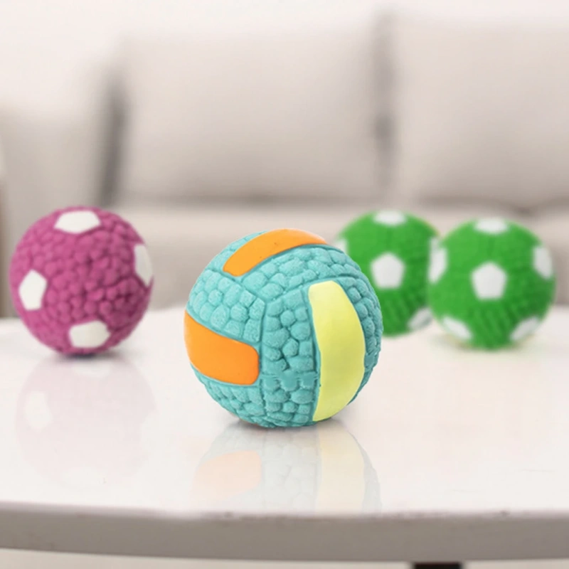 Dog Ball Toy Squeaky Latex Bouncy Puppy Teething Toy Dog Chew Soccer Ball For Training Dog Toy Rubber Volleyball Ball Chewing