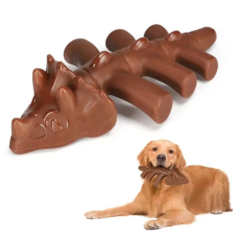 New Dog Toys Nylon Durable Chewing Beef Bacon Flavour Christmas Deer Triceratops Double Bone Toys Teeth Cleaning Pet Supplies