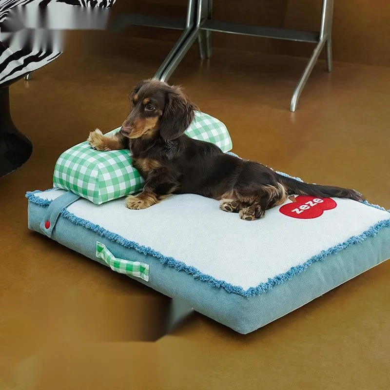 Denim Dog Nest Four Seasons Universal Removable Washable Dog Bed Small and Medium sized Dog Sleeping Mat Sofa Summer Pet