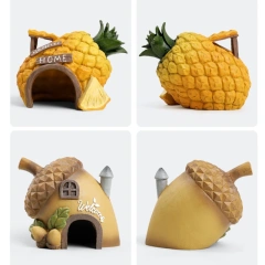 Mini Aquarium Decoration Fruit House Pineapple House Landscape Accessories Artificial Resin Crafts Fish Tank Fish Fry Decoration