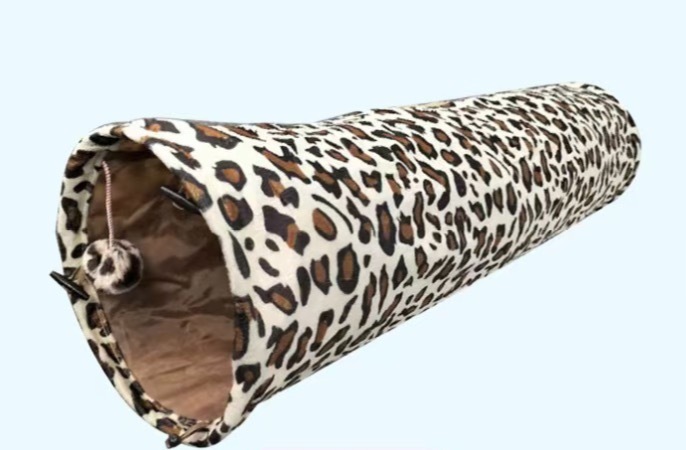 Pet Tunnel 3 Holes Leopard Crinkle Kitten Play Toy with Ball Collapsible Tunnel Tube for Small Medium and Large Cats Rabbit