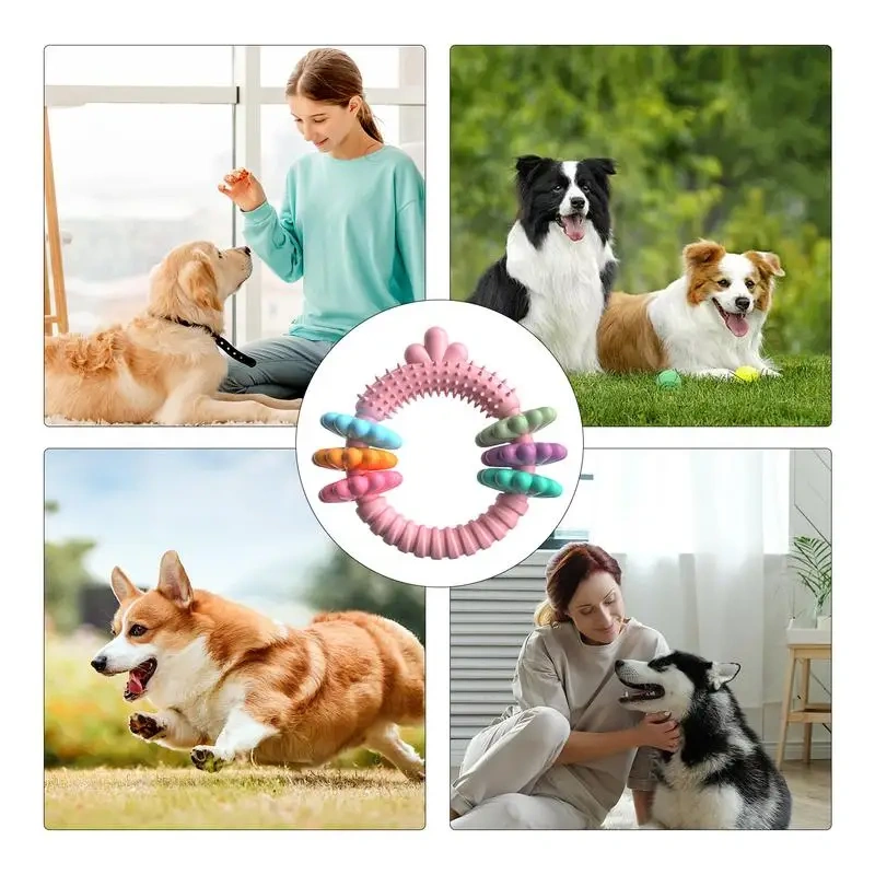 Chew Rings For Dogs Heavy Duty Strong Tough Chew Toy Rubber Puppy Teething Ring For Medium & Large Breed Aggressive Chewers