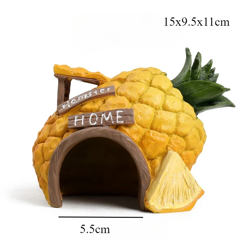 Mini Aquarium Decoration Fruit House Pineapple House Landscape Accessories Artificial Resin Crafts Fish Tank Fish Fry Decoration