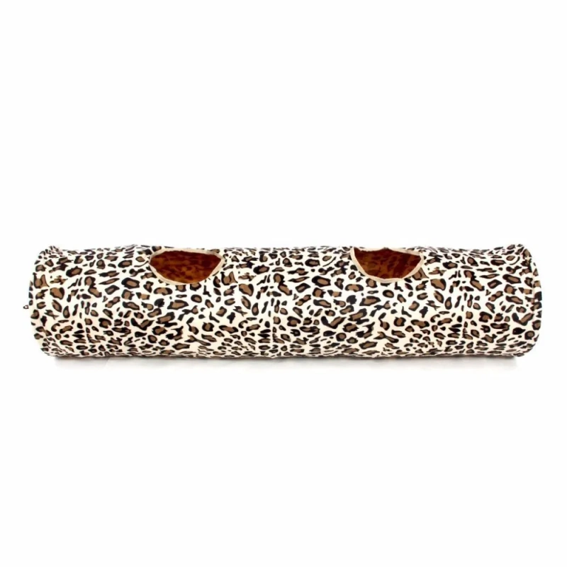 Pet Tunnel 3 Holes Leopard Crinkle Kitten Play Toy with Ball Collapsible Tunnel Tube for Small Medium and Large Cats Rabbit