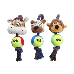 Dog Toy Corduroy Tennis Ball Cotton Rope Dog Teething Interactive Pet Dog Toy