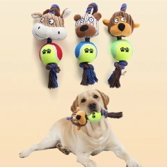 Dog Toy Corduroy Tennis Ball Cotton Rope Dog Teething Interactive Pet Dog Toy