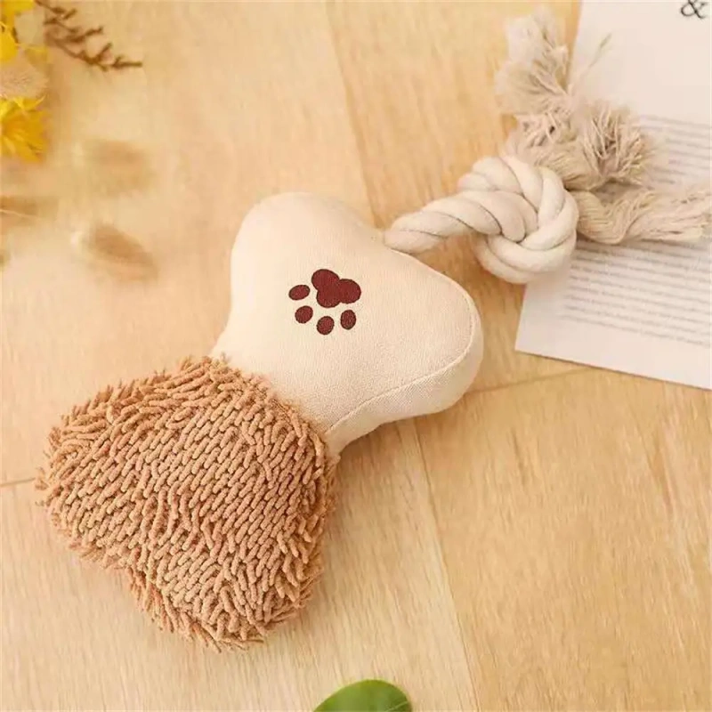 Dog Toys Rope Knot Training Prevent Tearing Durable Plush Toy Bite-resistant Molar Teeth Plush Voice Puppet Molar Teeth Cleaner