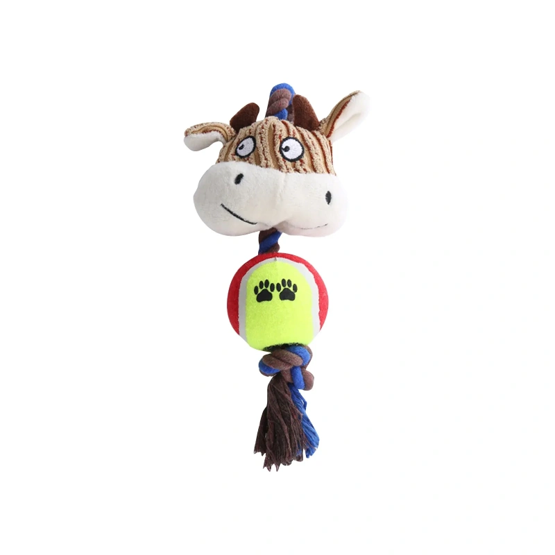 Dog Toy Corduroy Tennis Ball Cotton Rope Dog Teething Interactive Pet Dog Toy