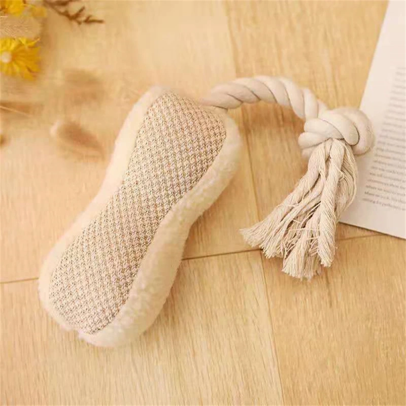 Dog Toys Rope Knot Training Prevent Tearing Durable Plush Toy Bite-resistant Molar Teeth Plush Voice Puppet Molar Teeth Cleaner