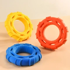 Rubber Dog Toys for Dog Chewing Bite Resistant Squeaky Training Playing Toy Interactive Dog Toys for Large Dogs Teeth Cleaning