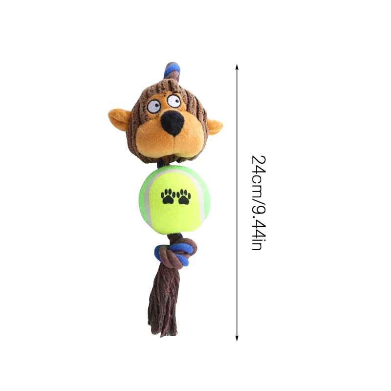 Dog Toy Corduroy Tennis Ball Cotton Rope Dog Teething Interactive Pet Dog Toy